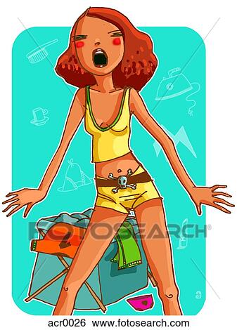Stock Illustration - girl yelling in frustration. Fotosearch