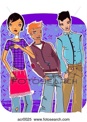 Stock Illustration - three teens. Fotosearch