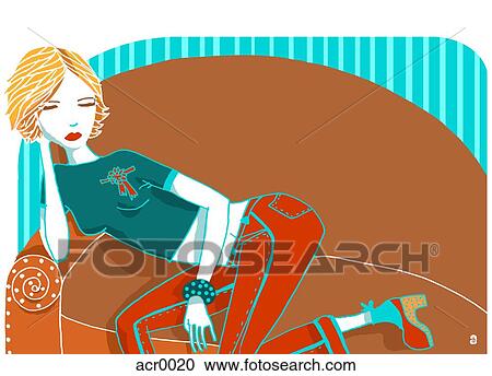 Clipart - tired girl. Fotosearch