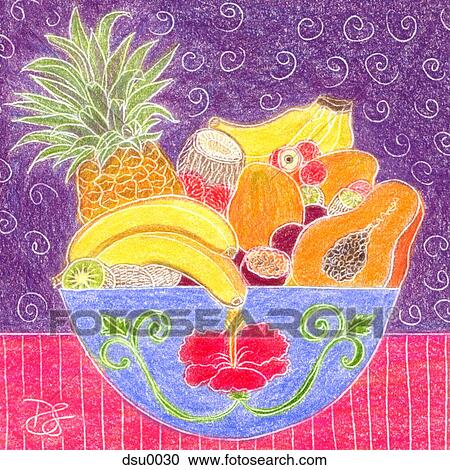 Clipart - basket of fruit. Fotosearch