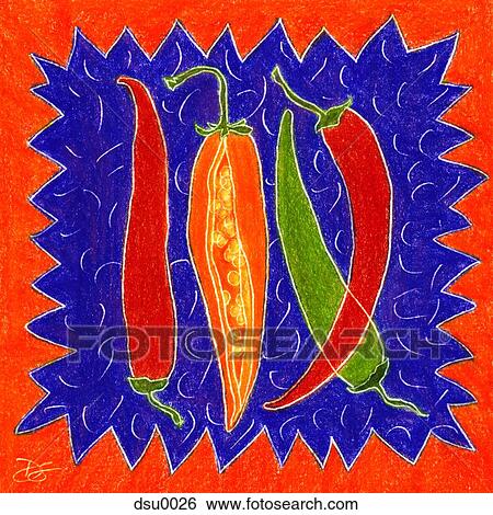 Stock Illustration - hot chili peppers. Fotosearch