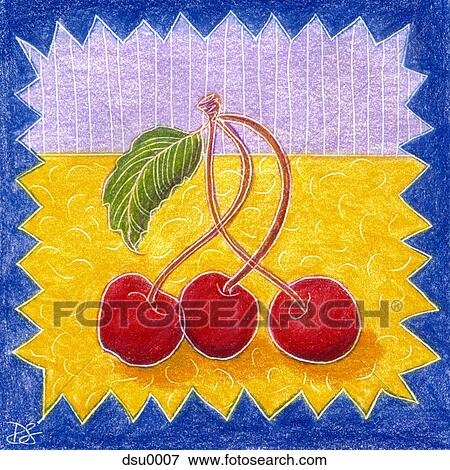 Stock Illustration - three cherries. Fotosearch