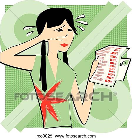 Stock Illustration - girl looking at her grades. Fotosearch