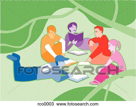 Drawing - study group. Fotosearch