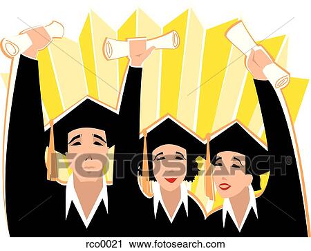Clip Art - three graduates. Fotosearch