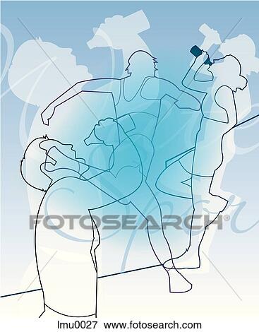Stock Illustration - drinking water while exercising. Fotosearch