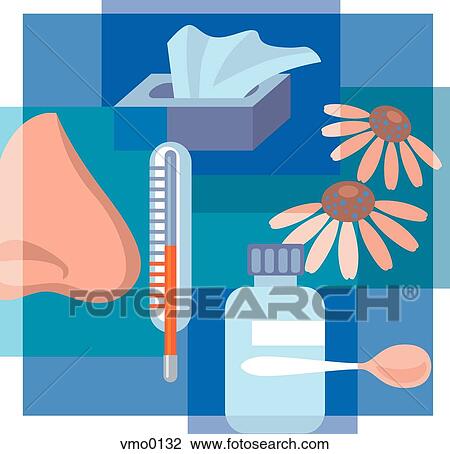 colds and flu View Large Illustration Drawing - colds and flu. Fotosearch