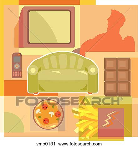couch potato View Large Illustration Clip Art - couch potato. Fotosearch