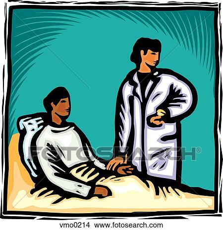 Stock Illustration - A nurse checking a patient's pulse. Fotosearch