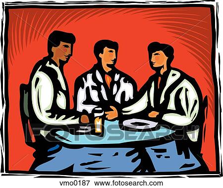 Stock Illustration - Three doctors having lunch. Fotosearch