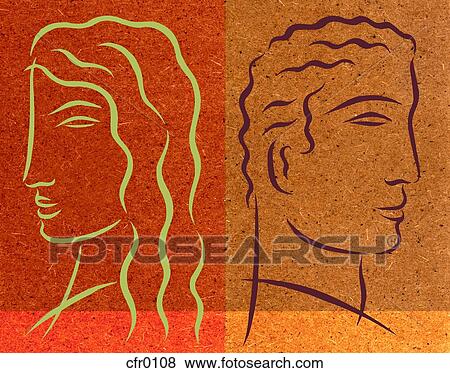 Stock Illustration - Man and Woman with their backs to each other. Fotosearch