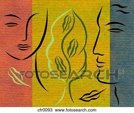 Man, Woman and Tree View Large Illustration Drawing - Man, Woman and Tree. Fotosearch