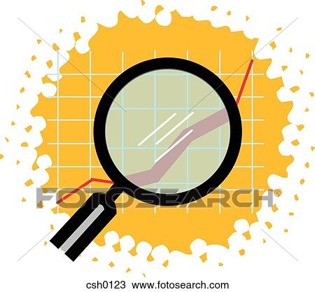 magnifying glass and chart View Large Illustration Drawing - magnifying glass and chart. Fotosearch