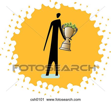 man with trophy and cash View Large Illustration Clip Art - man with trophy and cash. Fotosearch