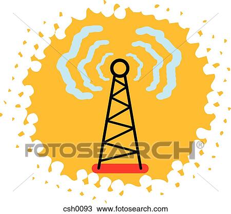 Drawing - radio tower. Fotosearch