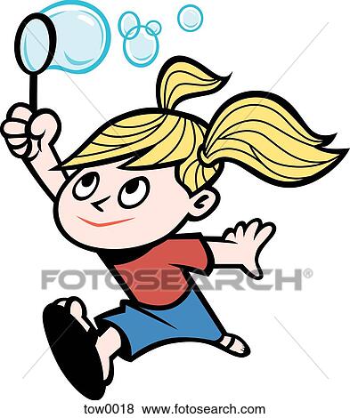 Stock Illustration - girl making bubbles. Fotosearch