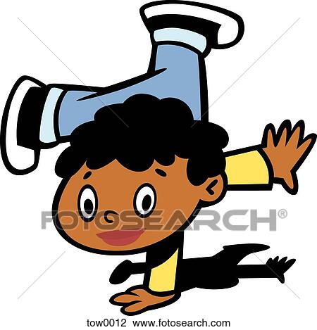 little boy trying to do a hand stand View Large Illustration Drawing - little boy trying to do a hand stand. Fotosearch