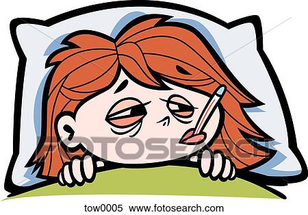 little girl with a fever View Large Illustration Stock Illustration - little girl with a fever. Fotosearch