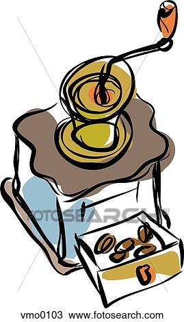 coffee bean grinder View Large Illustration Drawing - coffee bean grinder. Fotosearch