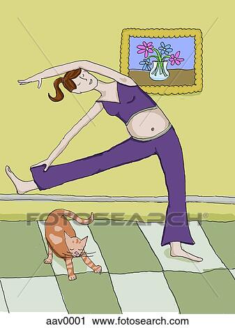Clip Art - pregnant woman stretching. Fotosearch