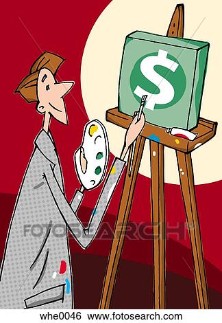 artist painting money View Large Illustration Stock Illustration - artist painting money. Fotosearch