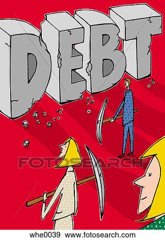Stock Illustration - chipping away at debt. Fotosearch