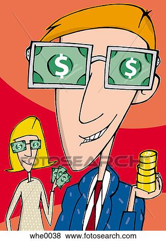 Stock Illustration - people with money in eyeglasses. Fotosearch