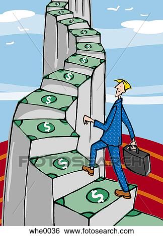 Walking Up Money Stairs Stock Illustration - 