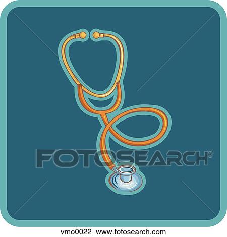 Drawing - stethoscope on background. Fotosearch