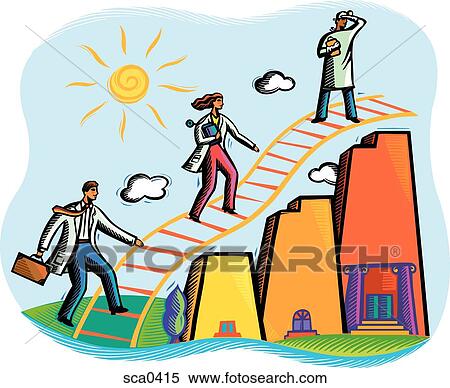 Stock Illustration - Doctors climbing a ladder. Fotosearch