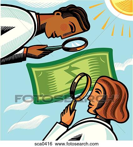 Doctors examining a dollar bill View Large Illustration Stock Illustration - Doctors examining a dollar bill. Fotosearch