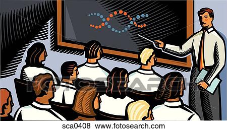 Stock Illustration - Med students learning about dna. Fotosearch
