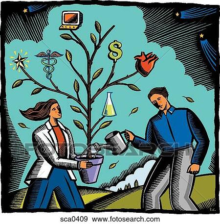 Watering a tree of medical symbols View Large Illustration Stock Illustration - Watering a tree of medical symbols. Fotosearch