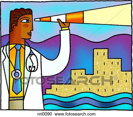 Doctor and telescope View Large Illustration Clipart - Doctor and telescope. Fotosearch
