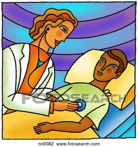Doctor checking a patient View Large Illustration Drawing - Doctor checking a patient. Fotosearch