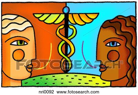 Drawing - Doctors discussing medicine. Fotosearch