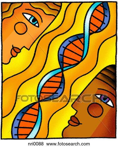 Stock Illustration - Physicians and dna strand. Fotosearch