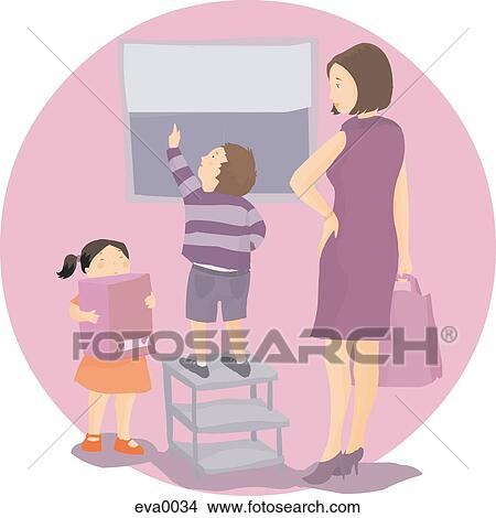 Stock Illustration - mother and her children. Fotosearch