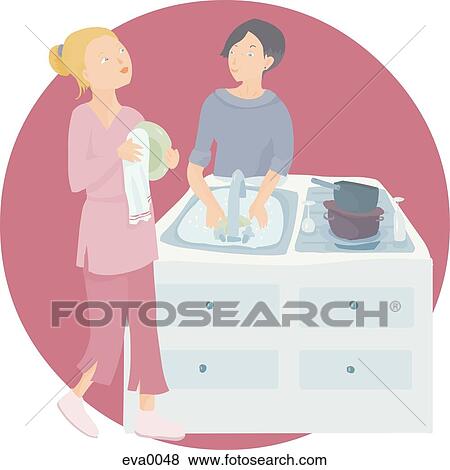 washing dishes View Large Illustration Stock Illustration - washing dishes. Fotosearch