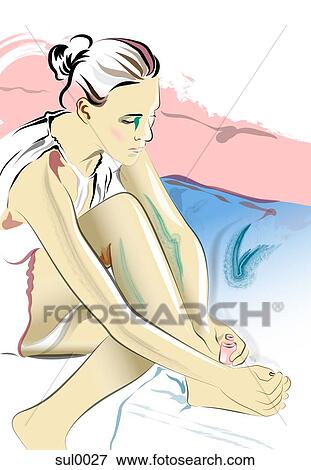woman applying nail polish View Large Illustration Stock Illustration - woman applying nail polish. Fotosearch