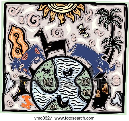 Animals circling the globe View Large Illustration Stock Illustration - Animals circling the globe. Fotosearch