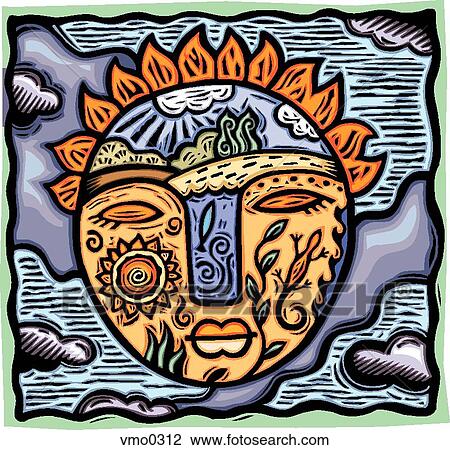Earth Face View Large Illustration Drawing - Earth Face. Fotosearch