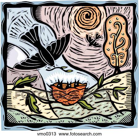 Nesting Birds View Large Illustration Drawing - Nesting Birds. Fotosearch