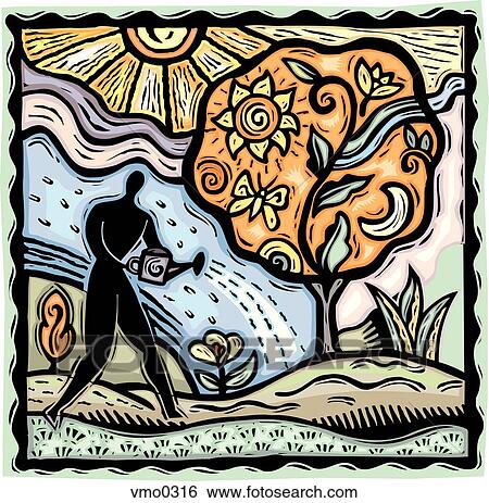 Person watering a tree View Large Illustration Stock Illustration - Person watering a tree. Fotosearch