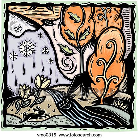 Stock Illustration - Seasons in nature. Fotosearch