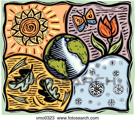 Drawing - World and elements. Fotosearch