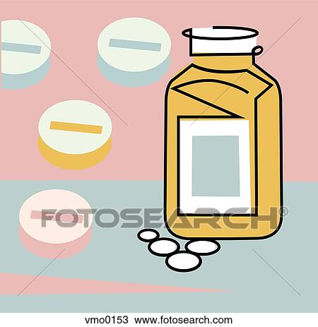 Bottle of Pills View Large Illustration Drawing - Bottle of Pills. Fotosearch