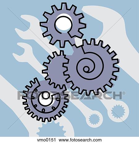 Gears View Large Illustration Clip Art - Gears. Fotosearch