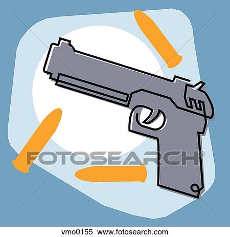 Gun and bullets View Large Illustration Stock Illustration - Gun and bullets. Fotosearch