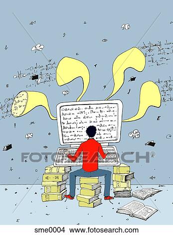 Stock Illustration - author typing on the computer. Fotosearch